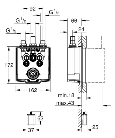 Встраеваемый механизм GROHE Eurosmart Cosmopolitan E 36458 000 (36458000)