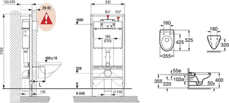 Комплект унитаза и инсталяции Roca Victoria 893100000
