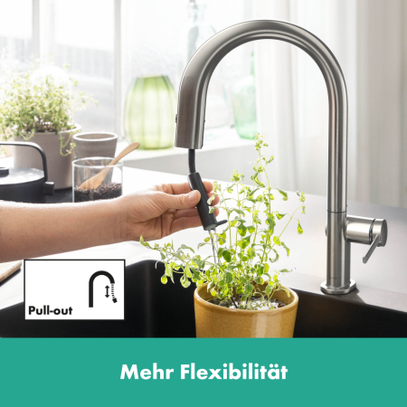 Смеситель для кухни с подключением к фильтру Hansgrohe Aqittura M91 FilterSystem 76803800 нержавеющая сталь