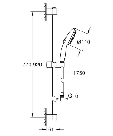 Душевой гарнитур GROHE Tempesta 110 261632433 (черный матовый)