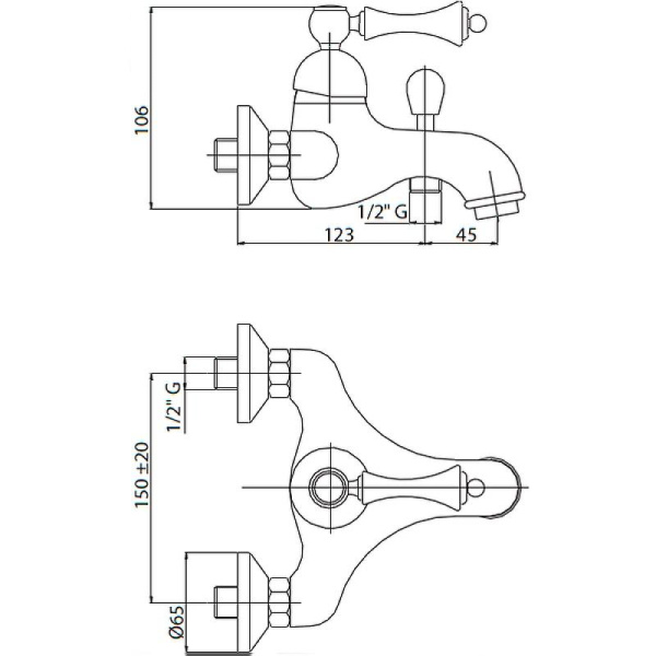 Смеситель для ванны Cezares Margot MARGOT-VM-02-M
