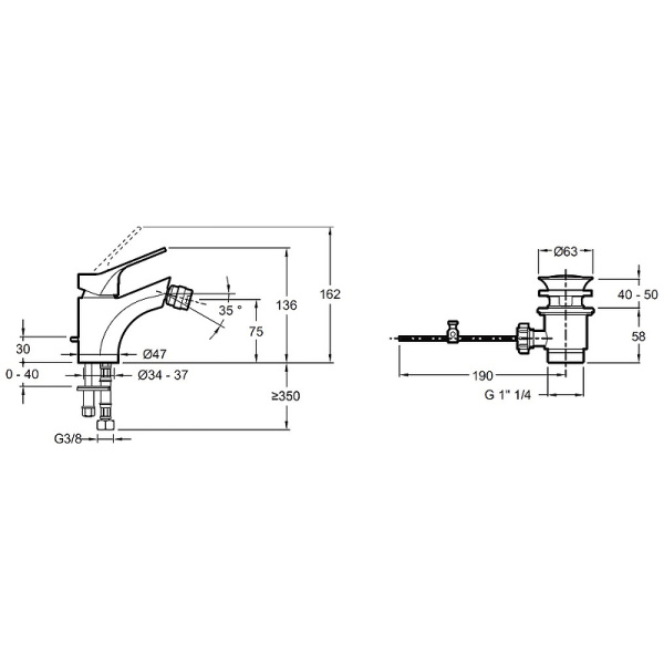 Смеситель для биде Jacob Delafon Brive E75763-4-CP