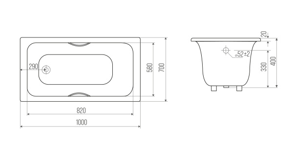 Чугунная ванна Goldman Classic (100x70) CL10070