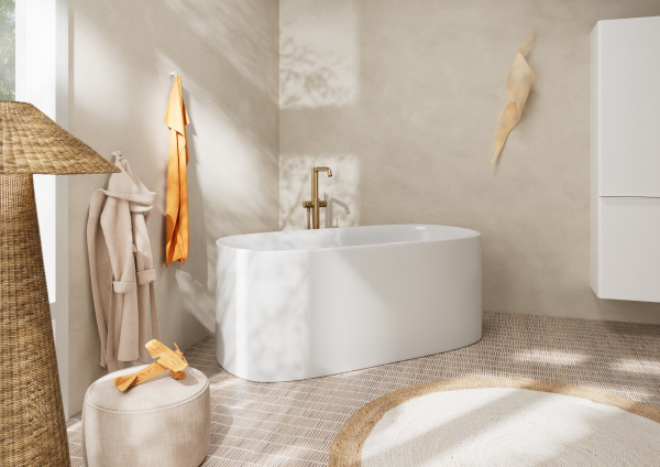 Смеситель для ванны напольный Hansgrohe Tecturis S 73440140 шлифованная бронза