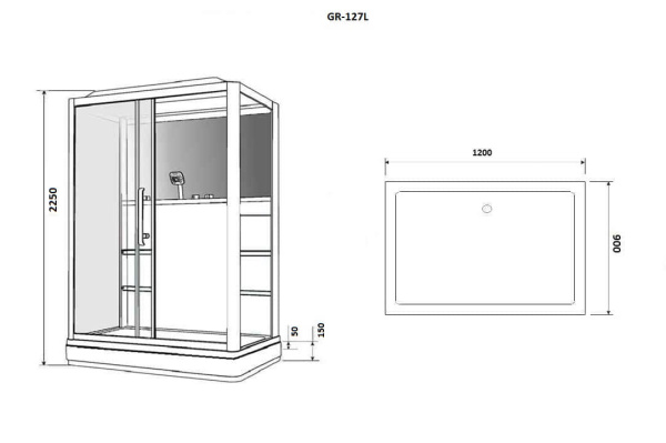 Душевая кабина (90х120) Grossman  GR127L раздвижная, белый, прозрачный