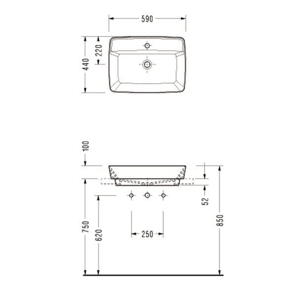 Раковина полувстраиваемая (59х44) Serel Rita RT30TXS110H