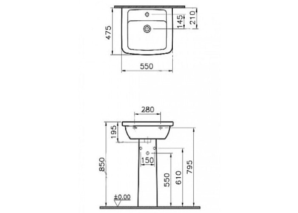 Раковина Vitra Form 300 9602B003-7650 (55x19.5 см)