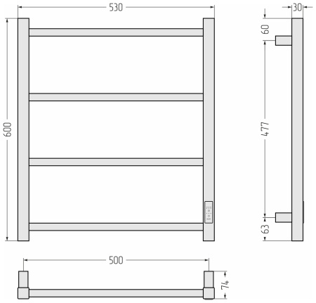 Полотенцесушитель Стилье Формат 26 (600х500) 30526-6050 правый