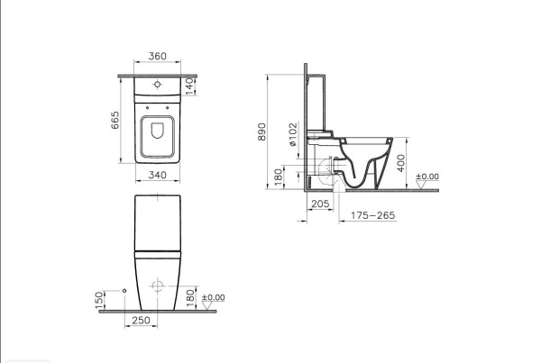 Чаша Vitra T4 4470B003-0096, белый