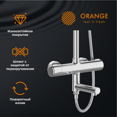 Душевая система Orange Thermo T02S3-911cr термостат с изливом, хром