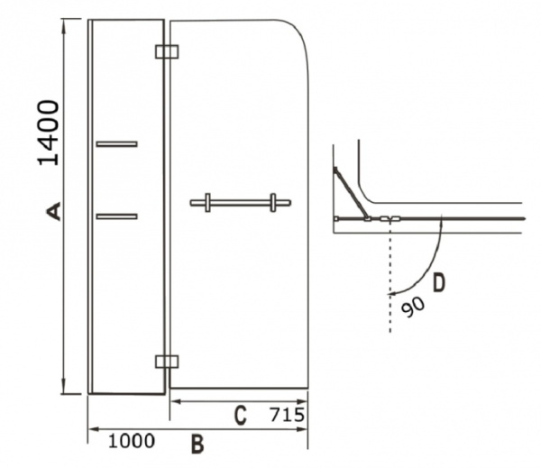 Шторка на ванну WeltWasser 100D2AK-100 WW100 (10000001237)