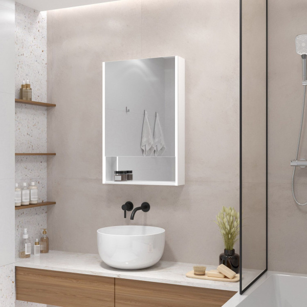 Зеркало шкаф с подсветкой Art&Max Foggia AM-Fog-600-800-1D-R-DS-F-White