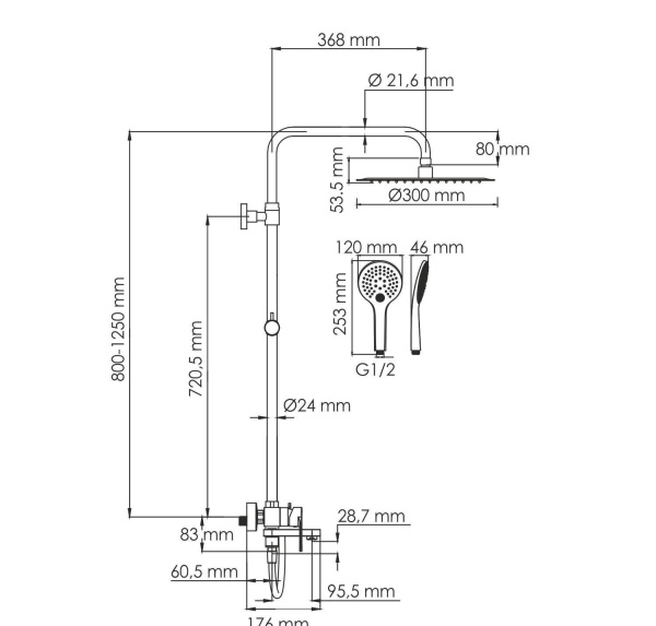 Душевая система WasserKRAFT BK18501WM Душевая система WasserKRAFT BK18501WM