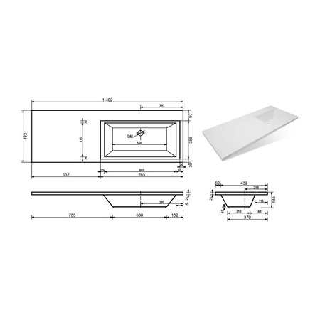 Раковина Style Line Даллас 140х48 СС-00002215 правая