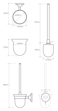 Туалетный ёршик Bemeta Retro 144213018