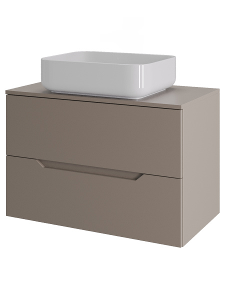 Тумба с раковиной подвесная 70 см, Orange Line Li-70TuLMDF+B05-500W латте/белый