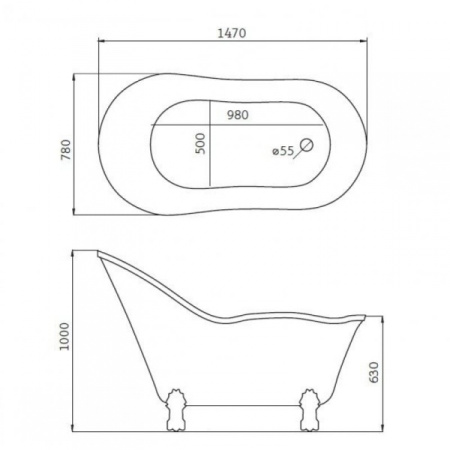 Ванна акриловая BelBagno BB08-1470