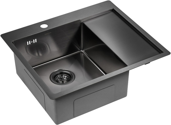 Кухонная мойка Paulmark  Flank PM225951-GML вороненая сталь левая