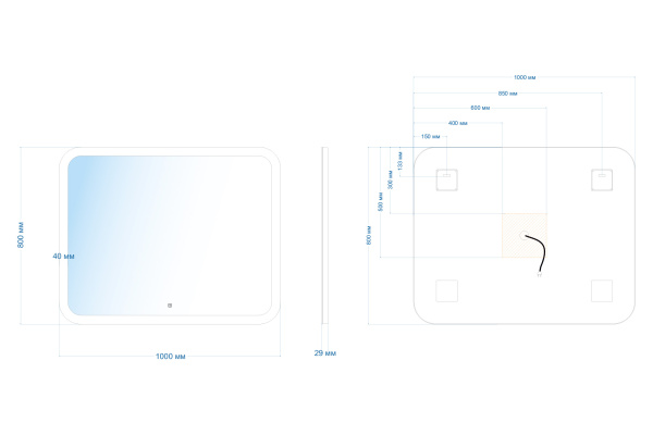 Зеркало ABBER See AG6109SL-1.0 с подсветкой, сенсорный выключатель, диммер
