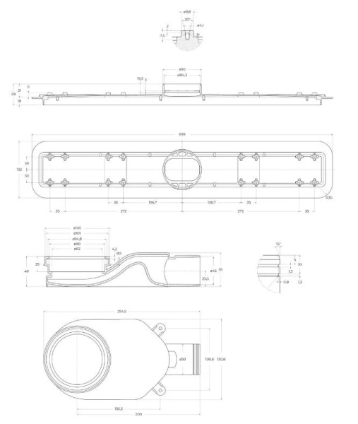 Душевой лоток BelBagno Luce BB-LD-LUCE-70-NERO