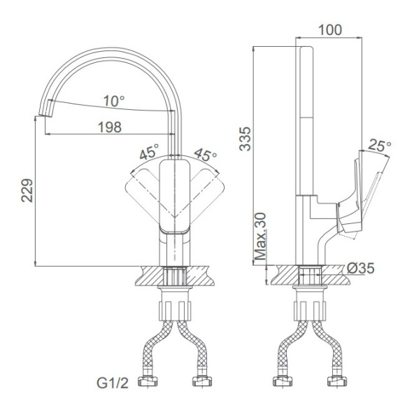 Смеситель для кухни D&K Berlin.(DA1432420) высокий антрацит