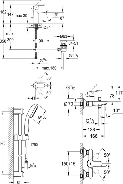 Набор смесителей Grohe BauEdge 122271