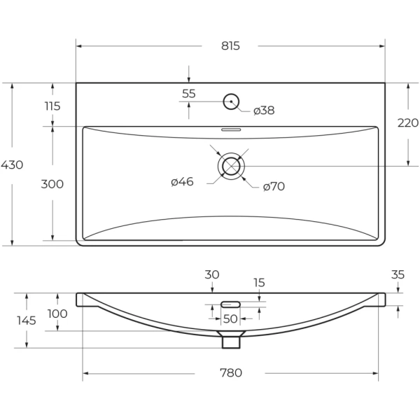Раковина полувстраиваемая BelBagno BB-8076-3-80