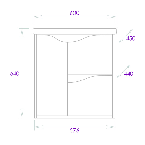 Тумба под раковину подвесная Onika Брендон 60 106138