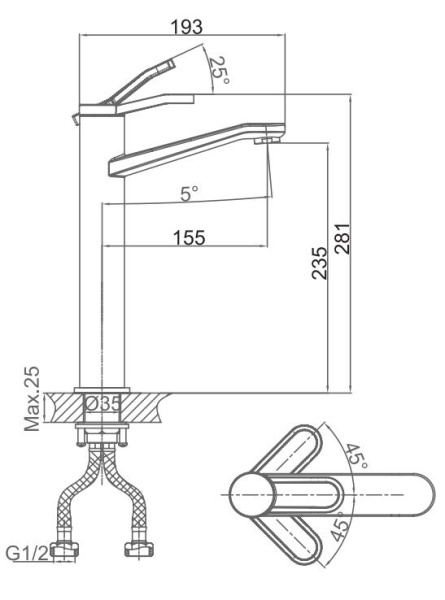 Смеситель для раковины высокий D&K Venice Rialto (DA1062041)