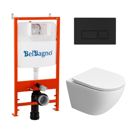 Комплект унитаза с инсталляцией BelBagno BB5177CH-TOR/SC/BB026/BB044NERO