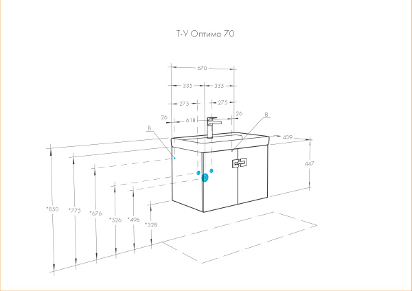 Тумба с раковиной Акватон Оптима 1A1241K1OP010