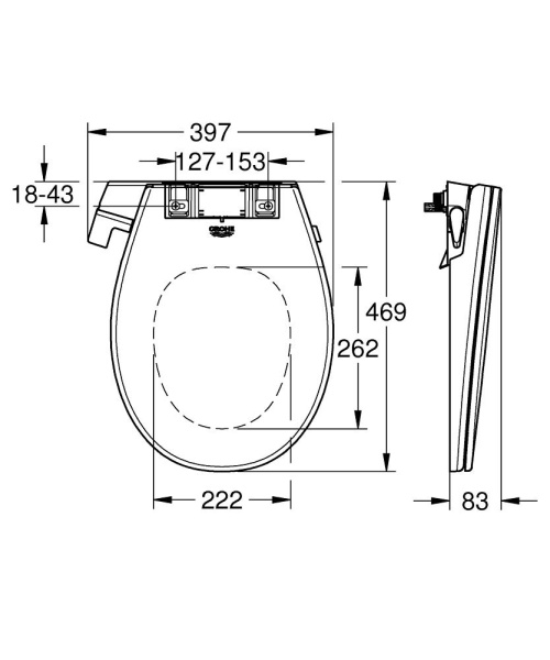 Сиденье для унитаза GROHE Bau Ceramic с функцией биде, альпин-белый 39557 SH0 (39557SH0)