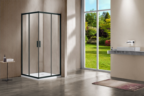 Душевой уголок Vincea  Garda VSS-1G100CLB (100х100) черный, стекло прозрачное