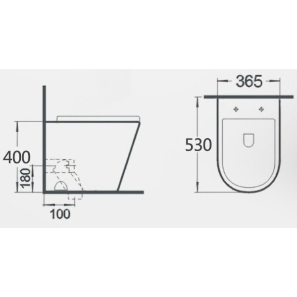 Приставной унитаз безободковый Gid TRS-263BM