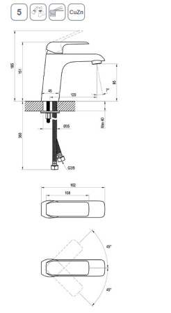 Смеситель для раковины Ravak Flat FL 014.20 X070173