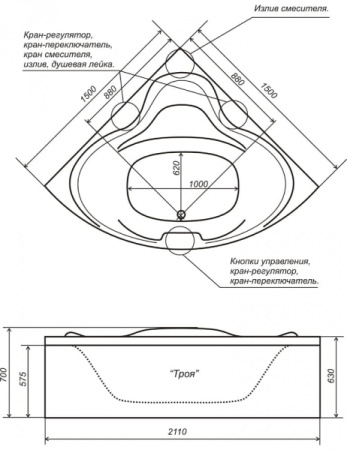 Акриловая ванна Triton ТРОЯ 150x150 Щ0000045648