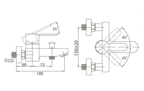 Смеситель для ванны BelBagno Tanaro TAN-VASM-CRM