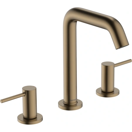 Смеситель для раковины на 3 отверстия с донным клапаном Push-Open Hansgrohe Tecturis S 73330140 шлифованная бронза