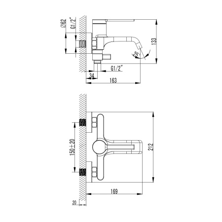 Смеситель для ванны AQUAme Asti AQM6412BG