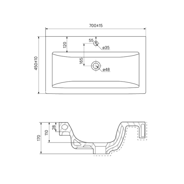 Тумба с умывальником, IDDIS New Custo  NCU70W0i95K, белый