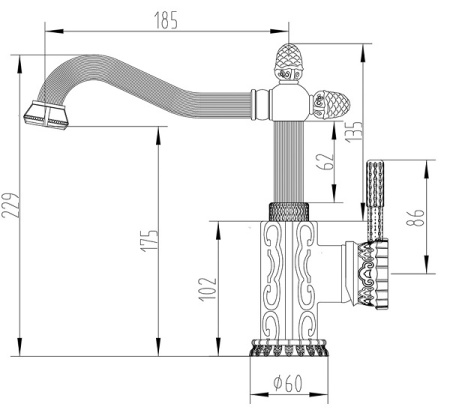 Cмеситель для раковины Zorg A 125 U-BR