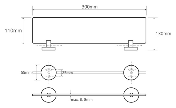 Полочка стеклянная Bemeta Omega 104122042