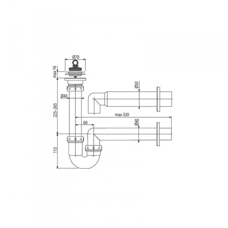 Сифон трубчатый AlcaPlast A800 Ø40