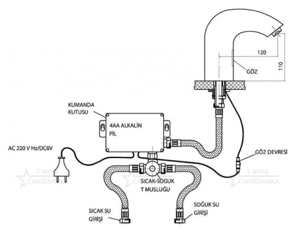 Смеситель для раковины без смешивания GPD Photocell FLB02-2