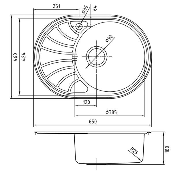 Мойка кухонная из нержавеющей стали IDDIS Suno (SUN65SRi77)