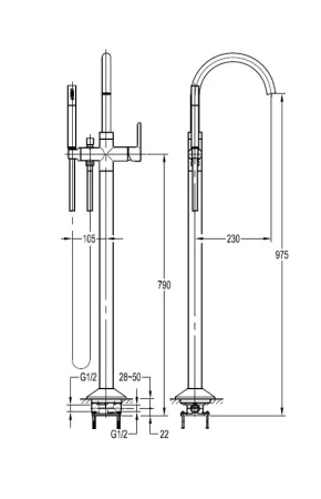 Смеситель для ванны Cezares Eco ECO-VDP-01