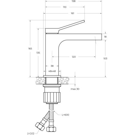 Смеситель для раковины BelBagno Albano ALBANO-LVM-CRM-W0