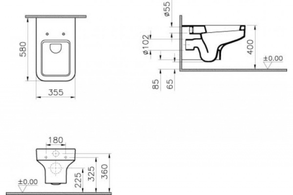 Унитаз  подвесной VITRA  Water Jewels 4328B003-0075