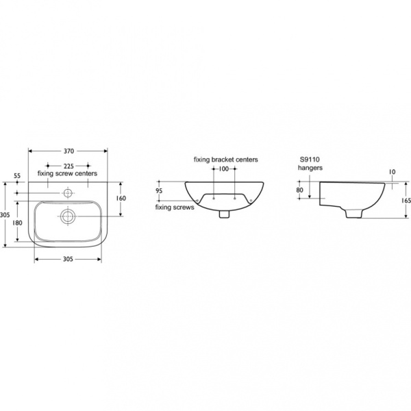 Раковина Ideal Standard CONTOUR S212201, белый