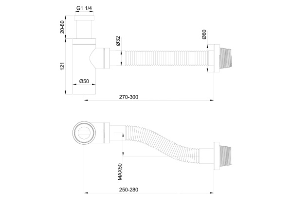 Сифон для раковины WONZON & WOGHAND, хром WW-88SS101-CR
